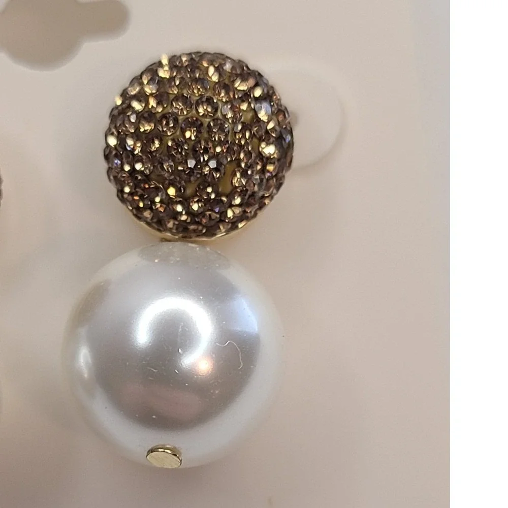 ON‎ 34TH Women's Imitation Pearl Rhinestone Statement Earrings